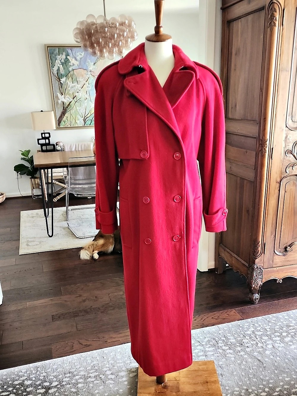 JH Collectibles Red Double-Breasted Trench Coat Like New